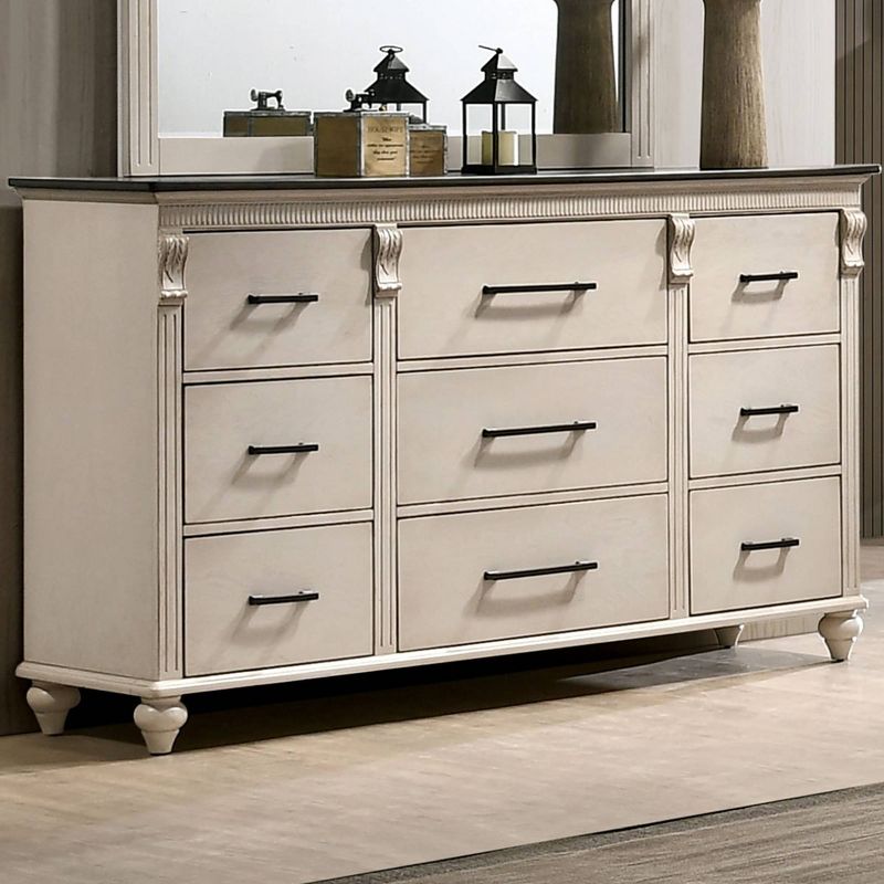 Nyes 9 Drawers Dresser Antique White/Walnut - HOMES: Inside + Out, 3 of 5