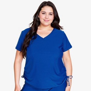 Calypsa Women's Plus Size V-Neck Short Sleeve Rashguard UPF 50+ Adele Swim Top - 1 of 3