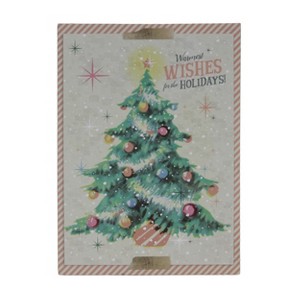 Transpac MDF Pastel Retro Christmas Tree Wall Sign Multicolor Wood Indoor Holiday Decor Gift for Hostess Easy Care - 1 of 1