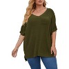 DOMETOUR Women's Casual Short Sleeve Loose Tunic Top Lightweight Knit Spring Pullover Sweater Shir - 3 of 4