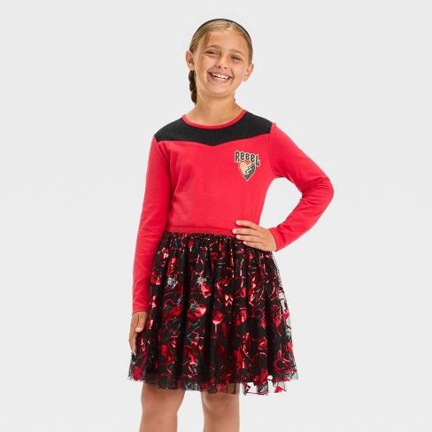 Girls Descendants Cosplay Long Sleeve Tutu Dress Red Target