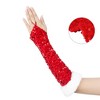 INSPIRE CHIC Women's Satin Hooked Finger Feather Fingerness Costplay Sleeves Gloves for Christmas Dance Party 1 Pair - 3 of 4