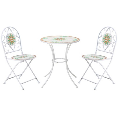 Bistro set best sale white metal