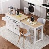 Kitchen Island with Extendable Table and 4-Door Cabinet, Rolling Cart with 2 Drawers and Spice Rack, MDF Frame Kitchen Island-Coolbibila - 3 of 4