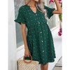 Womens Maternity Dress Swiss Dot V Neck Short Sleeve Button Down Summer Casual Baby Shower Mini Dresses - 2 of 4