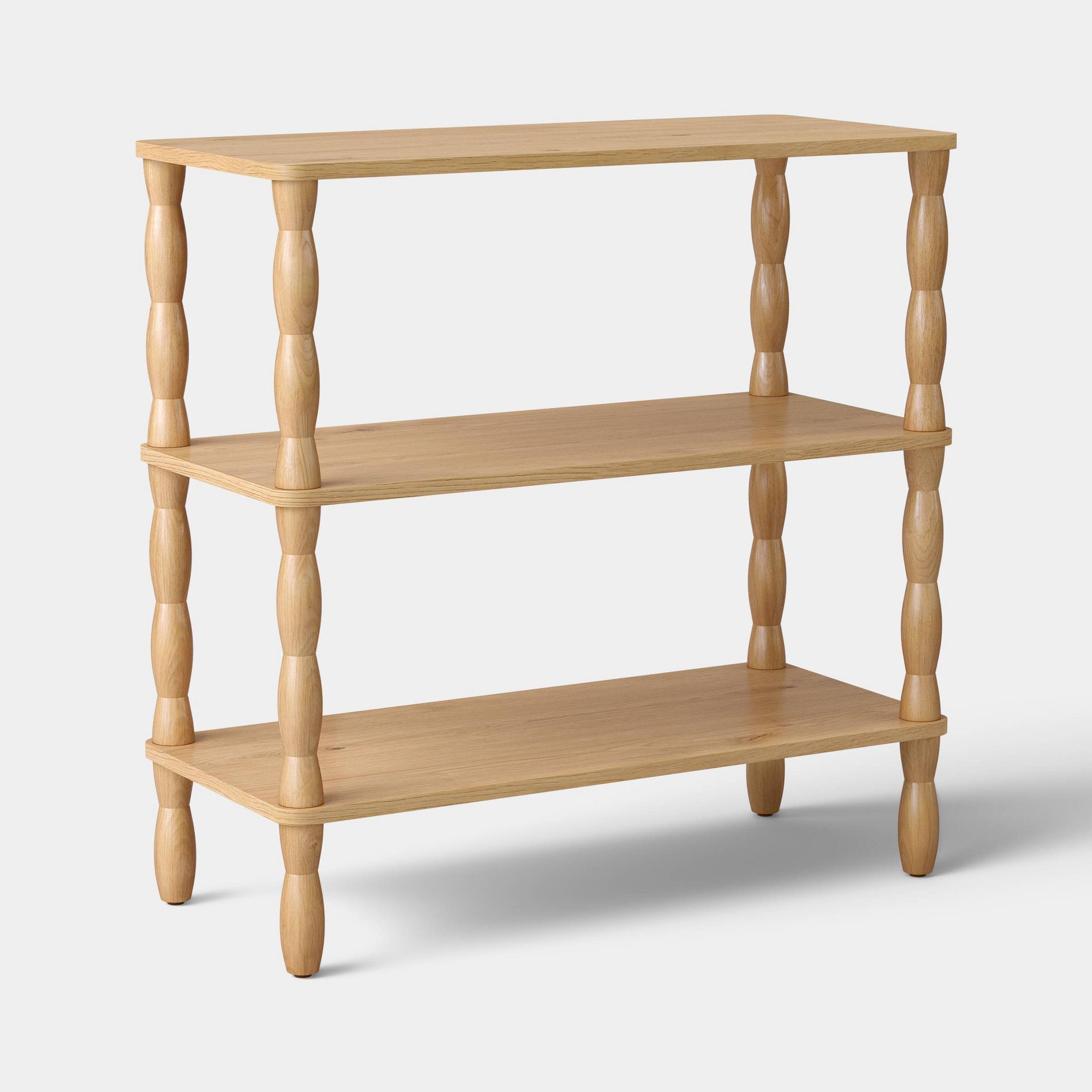 Bobbin Turned Wood Bookshelf with Three Shelves Natural - Room Essentials™