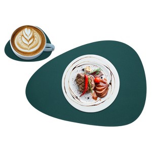 Unique Bargains Silicone Teardrop Shape Heat-Resistant Placemat and Coaster Set - 1 of 4