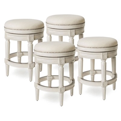 Maven Lane Pullman Backless Upholstered Kitchen Stool with Fabric Cushion Seat, Set of 4