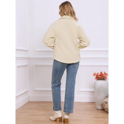 INSPIRE CHIC Women's Faux Fur Peter Pan Collar Button Down Winter Warm Fuzzy Coat Large Beige — фото 3