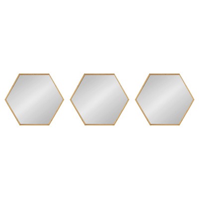 Rhodes Gold Hexagon Wall Mirror Set, 14x16 inches
