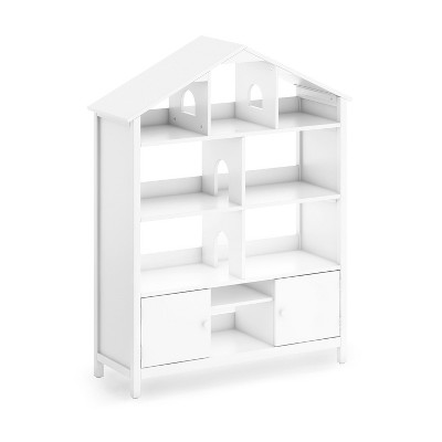 Creamy White Kids' Dollhouse Bookcase with Storage