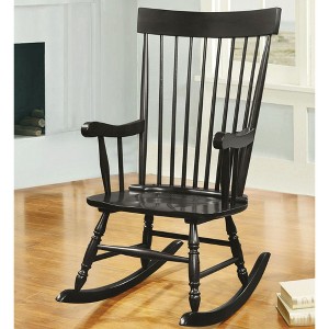 Rubberwood and Plywood Rocking Chair with Spindle Back and Traditional Design for Living Room - 1 of 4