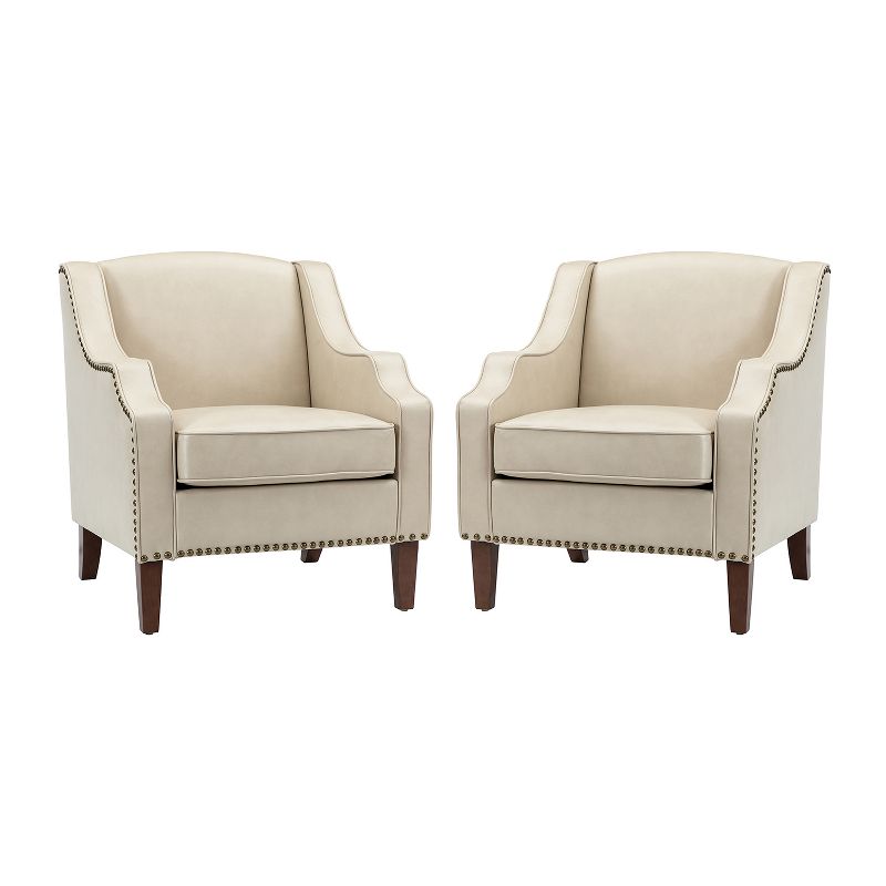 Set of 2 Mornychus Contemporary and Classic Vegan Leather Armchair with Nailhead Trim | KARAT HOME, 2 of 11