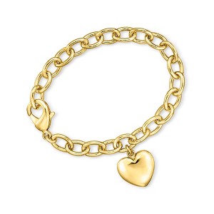 Ross-Simons Italian 14kt Yellow Gold-Plated Heart Cable-Chain Bracelet - 1 of 3