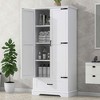 MAYEERTY Tall Bathroom Cabinet 2 Doors 1 Drawer Adjustable Shelf MDF White - 3 of 4