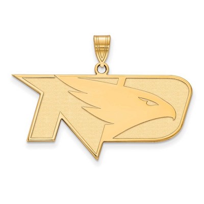 Black Bow Jewelry 10k Yellow Gold North Dakota Fighting Hawks NCAA Large Pendant