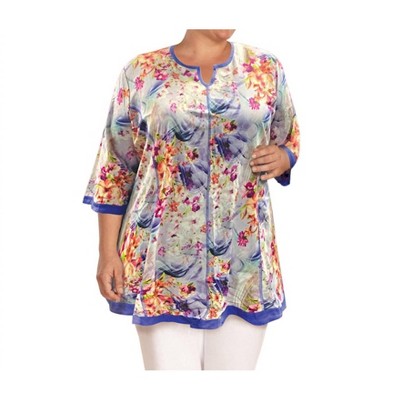 Women's Notched V-Neck Anaise Tunic - Plus - On The Plus Side
