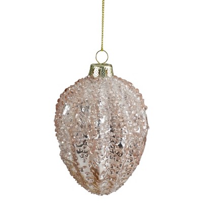 Northlight 4" Pink and Gold Pine Cone Glass Hanging Christmas Ornament