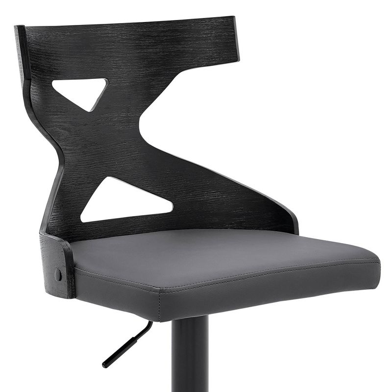 Etienne Adjustable Barstool with Faux Leather with Metal Finish Black/Gray - Armen Living, 4 of 10