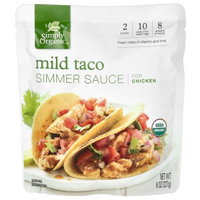 Simply Organic Mild Taco Simmer Sauce For Chicken, 8 oz