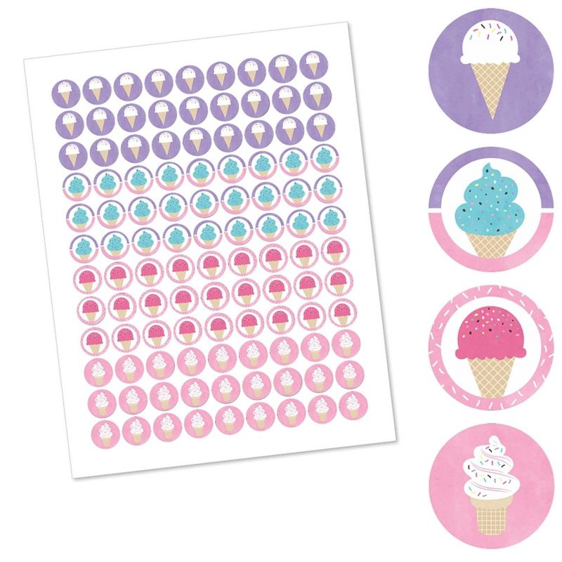 Big Dot of Happiness Scoop Up the Fun - Ice Cream - Sprinkles Party Round Candy Sticker Favors - Labels Fits Chocolate Candy (1 Sheet of 108), 2 of 6