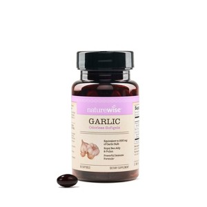 NatureWise Odorless Garlic Pills - with Royal Bee Jelly & Pollen - Herbal Supplement for Heart Health + Immune System - Non-GMO - 1 of 4