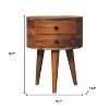 HomeRoots 20" Brown And Oak Solid Wood Oval Two Drawer Nightstand - 3 of 4