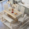 Retro Rectangular Dining Table Set For 6, Dining Set Solid Wood, Modern Kitchen Table And Chairs With 4 Upholstered Chairs & 1 Bench-Cuddlewood - 2 of 4