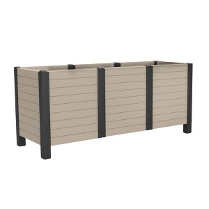 Tierra Verde 17-Inch x 48-Inch Raised Garden Trough Box with Tool-Free Connect System and Crafted From Recycled Materials,  for Patios or Decks, Khaki - 1 of 4