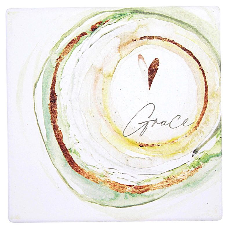 Ganz 4.0 Inch Watercolor Coaster Set Love Hope Peace Grace Coasters, 3 of 6