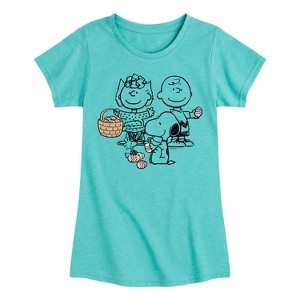 Girls' - Peanuts - Group Easter Fitted Short Sleeve Graphic T-Shirt - 1 of 4