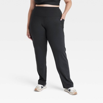 Women's Dynamic Flex High-Rise Pocketed Straight Leg Pants - All In Motion™ Black XXL