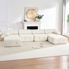 Mjkone U-Shaped Velvet Modular Sectional Sofa With free Combination Ottoman,Convertible 4-Seater Sofa with Rivet Trim - 3 of 4