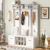 Hall Tree with Bench and Shoe Storage Mudroom Organizer with Drawers Shelves and Coat Hooks for Entryway or Walk-In Closet-LAOTIES - 2 of 4