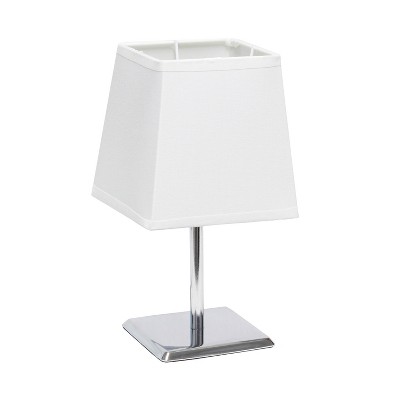 Mini Chrome Table Lamp with White Squared Fabric Shade