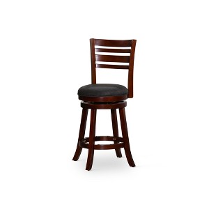 24" Counter Height X-Back Swivel Stool with Padded Seat and Weathered Finish, Solid Hardwood Frame for Kitchen or Bar - 1 of 4
