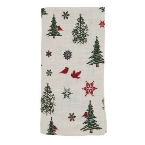 Saro Lifestyle Saro Lifestyle Christmas Tree & Snowflakes Design Holiday Table Napkins (Set of 4), Ivory, 20" - 1 of 4