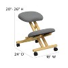 Emma and Oliver Mobile Wooden Ergonomic Kneeling Office Chair in Gray Fabric - 4 of 4
