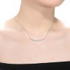 Guili 0.09ct Chic White Gold Plated Curved Bar Pendant Necklace with Lab-Created Moissanite – Elegant and Modern Design - 3 of 3