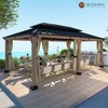Mondawe 12x20Ft. Outdoor Solid Wood Frame Patio Gazebo Galvanized Steel Hardtop with Curtain - 3 of 4
