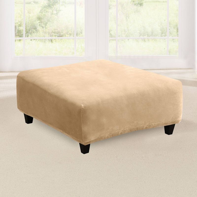Stretch Pique Large Ottoman Slipcover - Sure Fit, 1 of 5