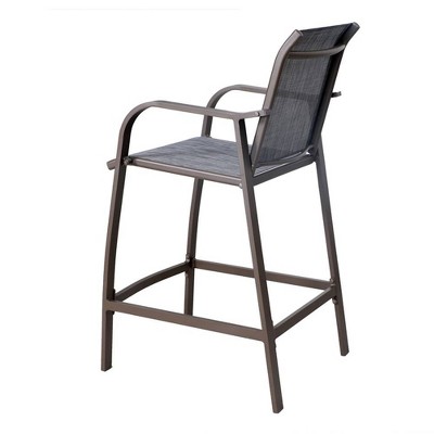 Set of 4 Black and Gray Outdoor Aluminum Bar Stools