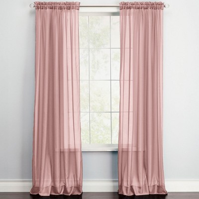 Kate Aurora 2 Piece Rose Pink Colored Rod Pocket Sheer Voile Window ...