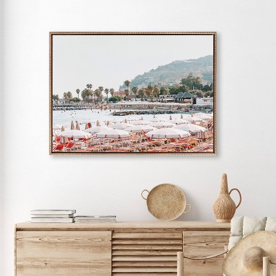 28"x38" Gold Framed Coastal Landscape Canvas Print