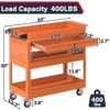 Huxxion 3-Tier Rolling Tool Cart on Wheels, Heavy Duty Mechanic Tool Cart with Drawers, Utility Cart for Workshop Garage Warehouse(Gray) - 2 of 4