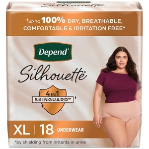 Depend Silhouette Incontinence & Postpartum Underwear for Women - Maximum Absorbency - 1 of 4