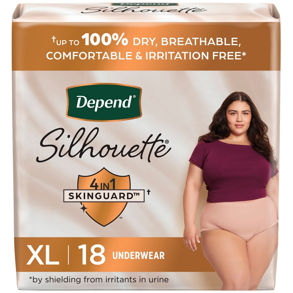 Depend Silhouette Incontinence & Postpartum Underwear for Women - Maximum Absorbency - XL - Pink - 18ct