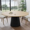 PexFix 60 in.H Solid Wood Round Dining Table Kitchen Table for 6-8 with Tabletop and Tapered Base for Living/Dining Room Coffee Office in Natural - 2 of 4