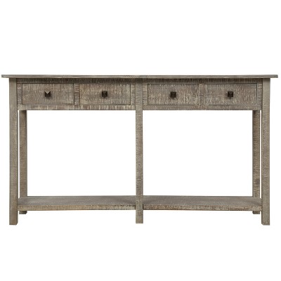 Rustic Console Table With Drawer And Bottom Shelf Gray Wash-modernluxe ...