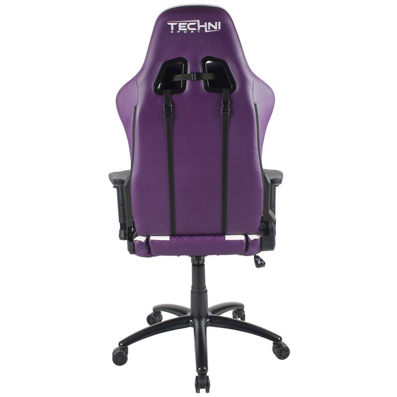 Ergonomic High Back Racer Style Video Gaming Chair Purple/White - Techni Sport, 5 of 14